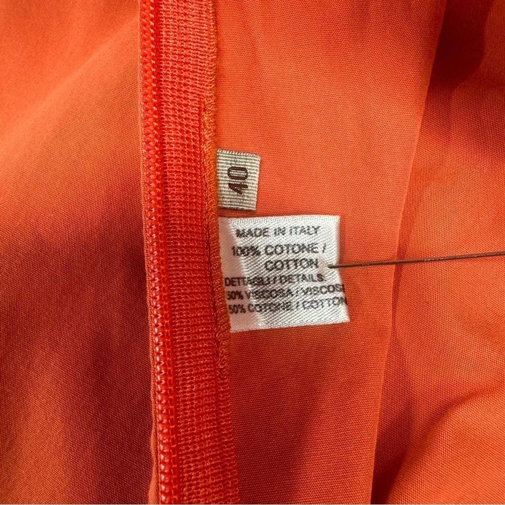 BOTTEGA VENETA Square Neck Dress Mini Size 40/S Orange Sleeveless Ruffled Italy - Picture 16 of 16
